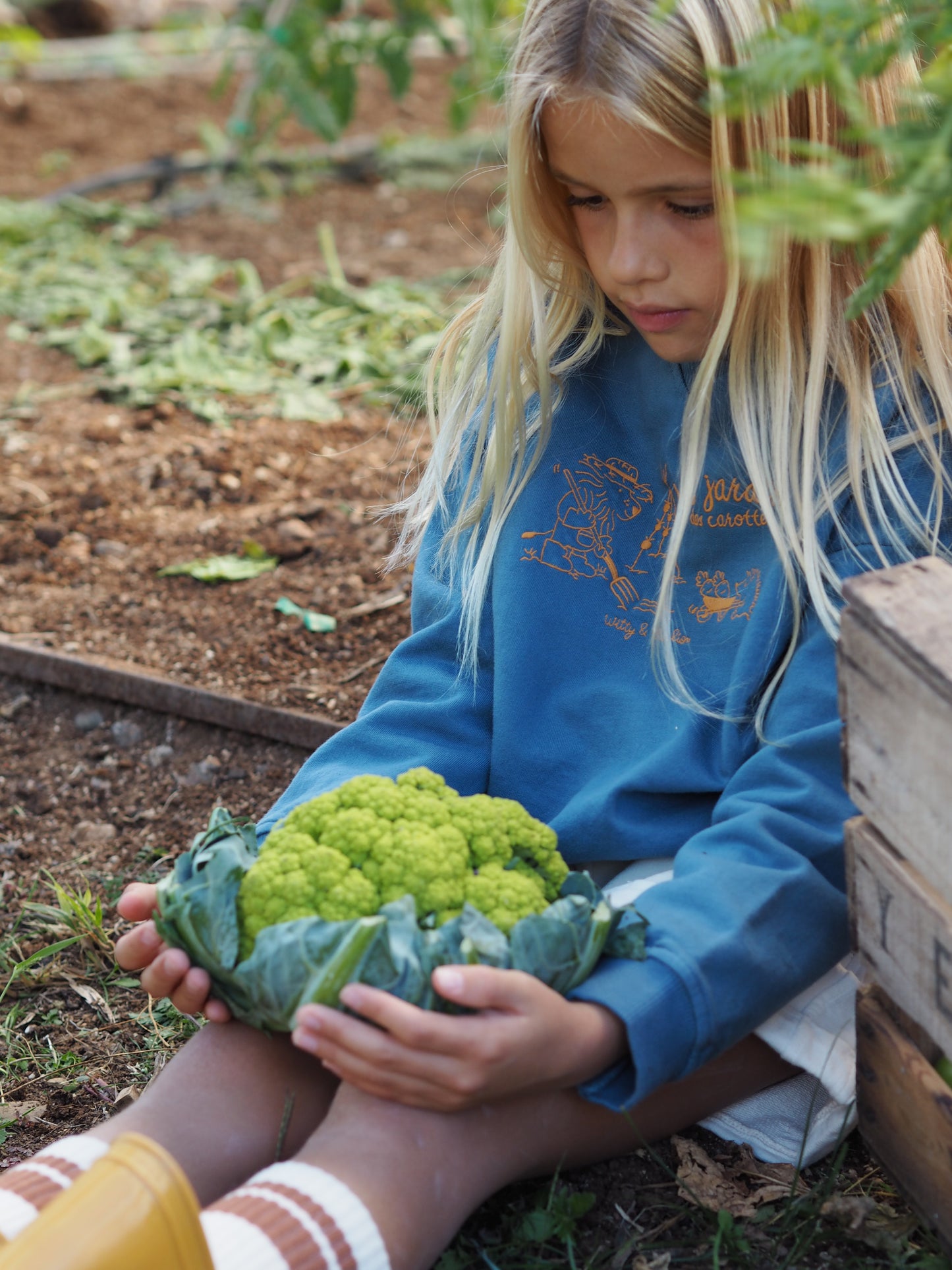 Sudadera bordada 'Le jardin' azul