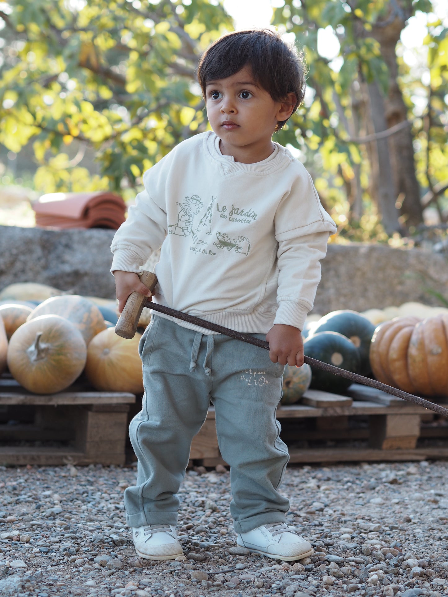 Sudadera bordada 'Le jardin' beige