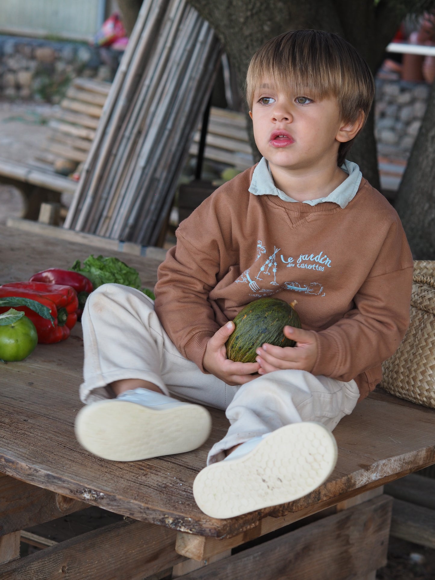 Sudadera bordada 'Le jardin' camel