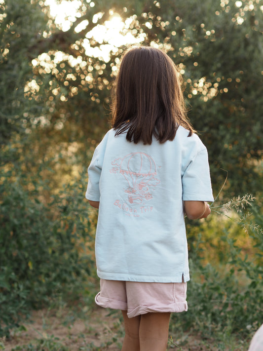Camiseta Balloon azul y rosa